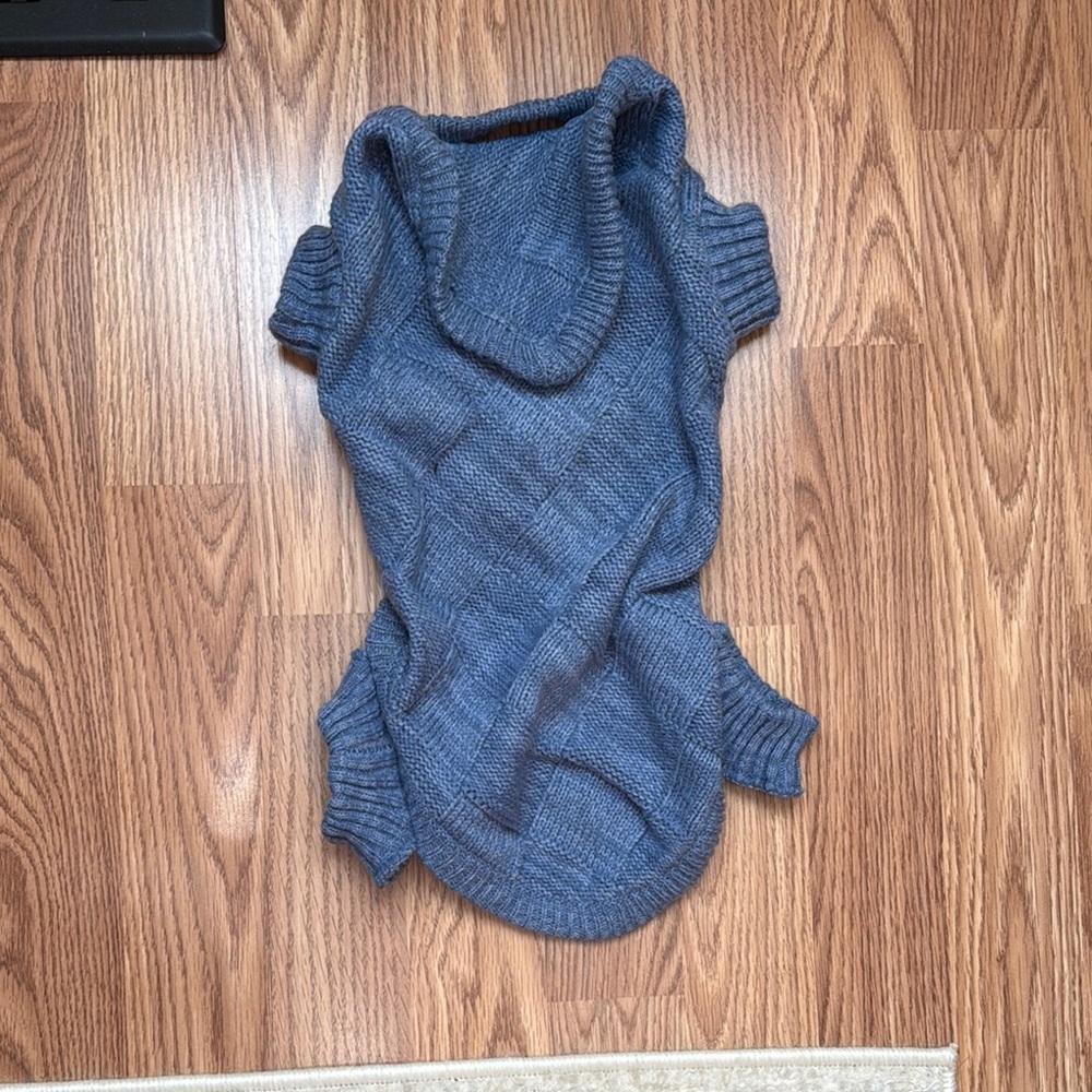 Cozy Blue Knit Dog Sweater